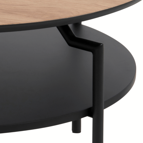 Hjem Design Gina Round Coffee Table, Natural & Black