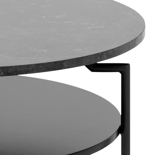 Hjem Design Gina Round Coffee Table, Black