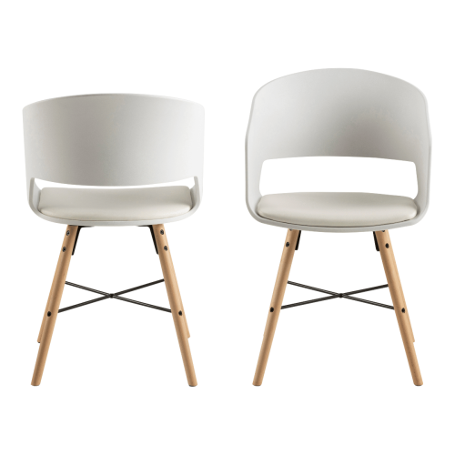 Hjem Design Milly Dining Chair with Armrest, Set of 2, White