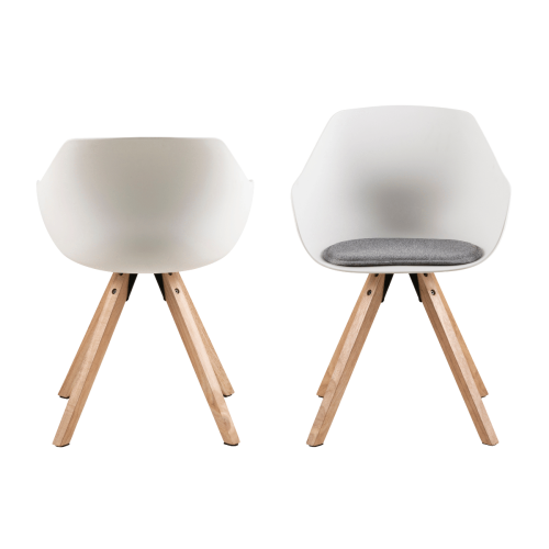 Hjem Design Milly Dining Chair with Armrest, Grey, Set of 2