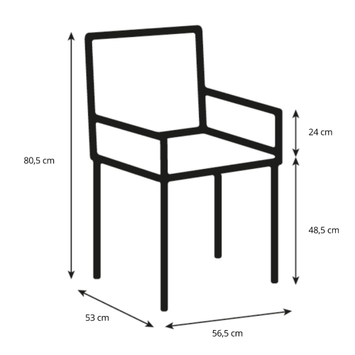 Hjem Design Milly Dining Chair with Armrest, Grey, Set of 2