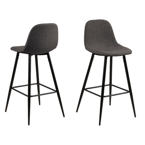 Hjem Design Verna Counter Stool, Grey, Set of 2
