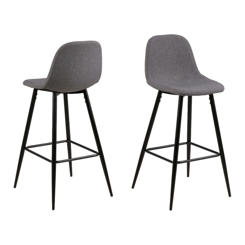 Hjem Design Verna Counter Stool, Light Grey, Set of 2