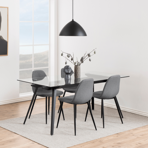 Hjem Design Verna Dining Chair, Light Grey, Set of 4