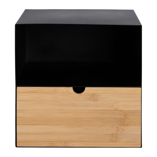 Hjem Design Jackson Bedside Table, Black & Natural