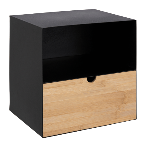 Hjem Design Jackson Bedside Table, Black & Natural