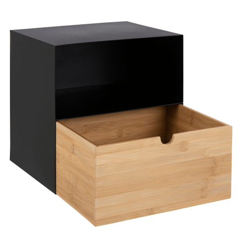 Hjem Design Jackson Bedside Table, Black & Natural