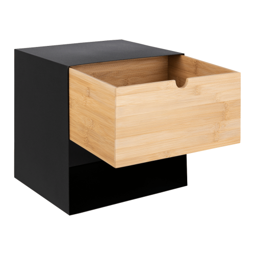 Hjem Design Jackson Bedside Table, Black & Natural