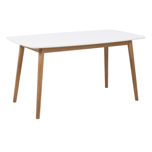 Hjem Design Yuno Rectangular Dining Table, White & Oak