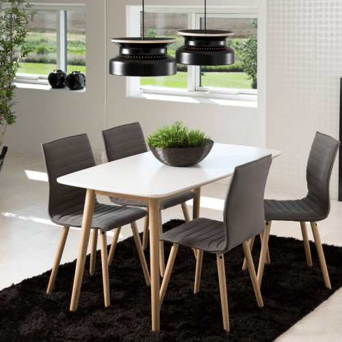 Hjem Design Yuno 4-Seater Dining Table, White & Oak