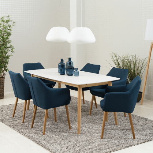 Hjem Design Yuno 4-Seater Dining Table, White & Oak