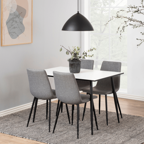 Hjem Design Verna Rectangular Dining Table, Black & White