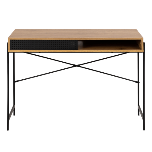 Hjem Design August Rectangular Office Desk, Natural & Black