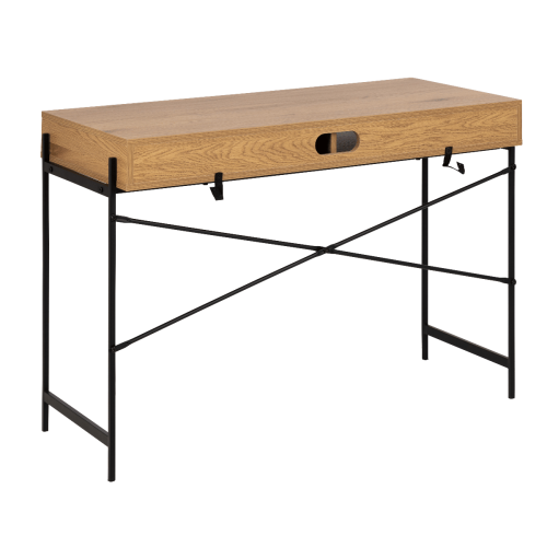 Hjem Design August Rectangular Office Desk, Natural & Black