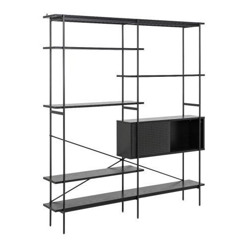 Hjem Design August Shelving Unit, Black, 172x27x188cm