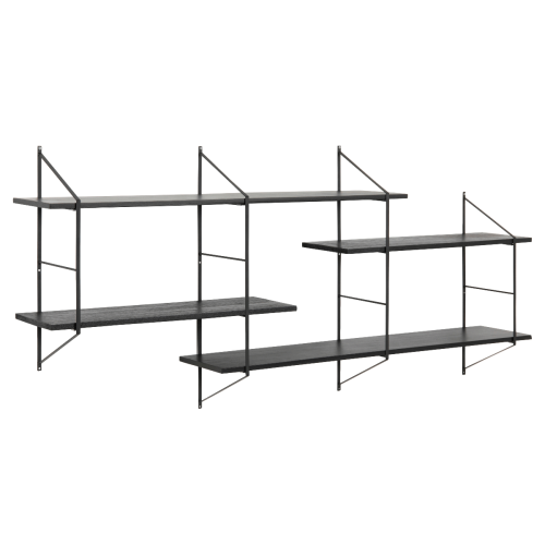 Hjem Design Cardiff Rectangular Wall Shelf, Large, Black