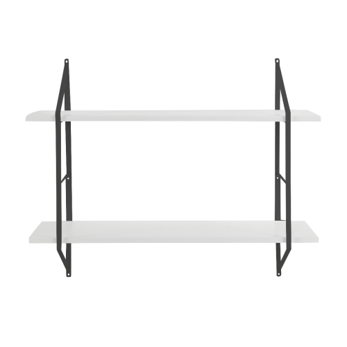 Hjem Design Cardiff Rectangular Wall Shelf, Small, White & Black