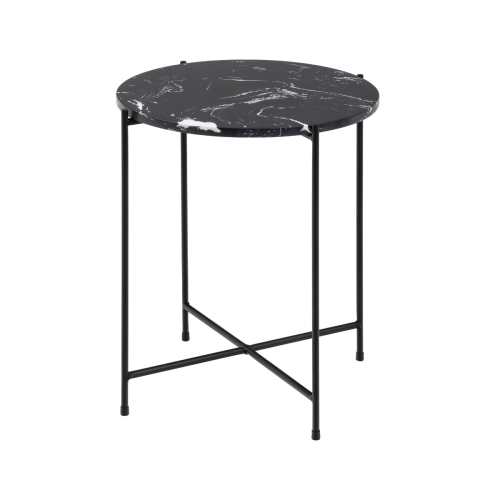 Hjem Design Avila Marble Side Table, Black