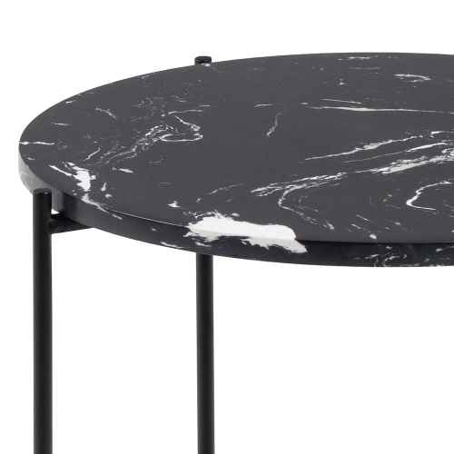 Hjem Design Avila Marble Side Table, Black