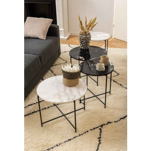 Hjem Design Avila Marble Side Table, Black