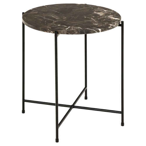 Hjem Design Avila Marble Side Table, Brown