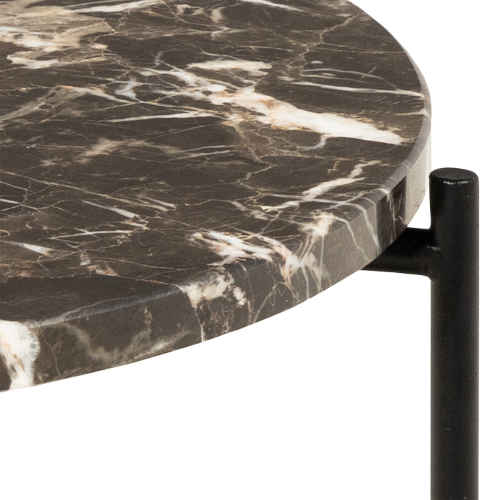 Hjem Design Avila Marble Side Table, Brown