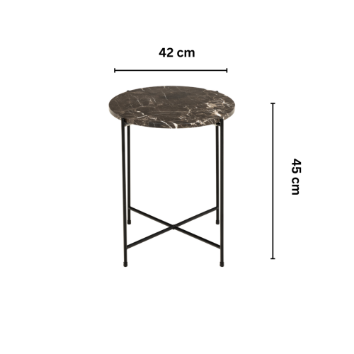 Hjem Design Avila Marble Side Table, Brown