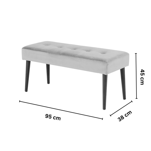 Hjem Design Glory Bench, Light Grey