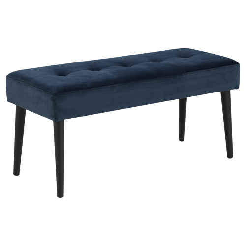 Hjem Design Glory Velvet Bench, Navy Blue