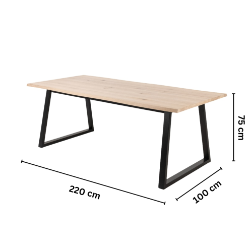 Hjem Design Malika Rectangular Dining Table, Natural & Black