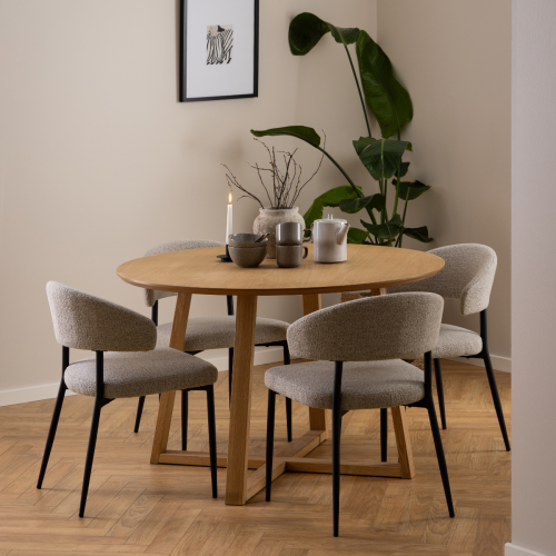 Hjem Design Malika Round Dining Table, Natural