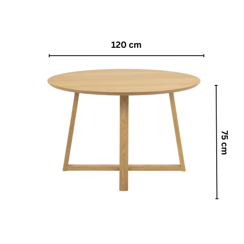 Hjem Design Malika Round Dining Table, Natural