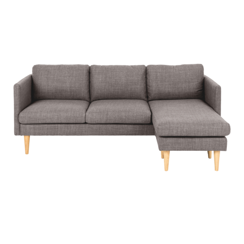 Hjem Design Milly 2-Seater Sofa with Chaise, Light Grey