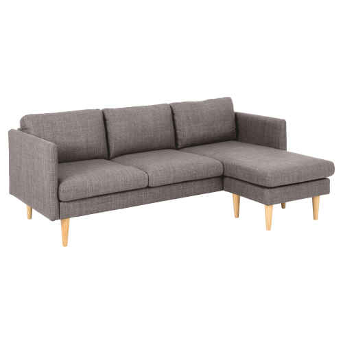 Hjem Design Milly 2-Seater Sofa with Chaise, Light Grey