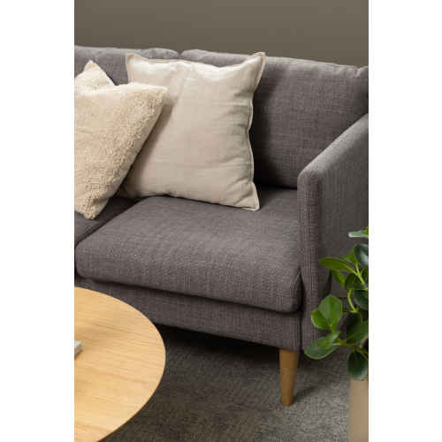 Hjem Design Milly 2-Seater Sofa with Chaise, Light Grey