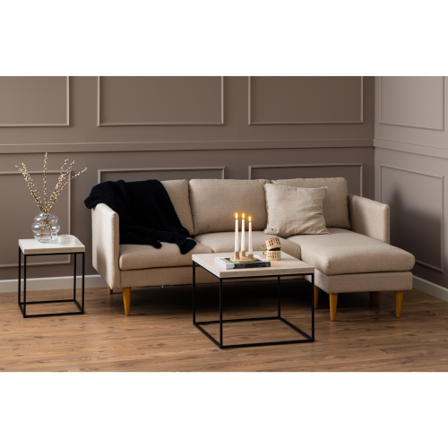 Hjem Design Milly 2-Seater Sofa with Chaise, Beige