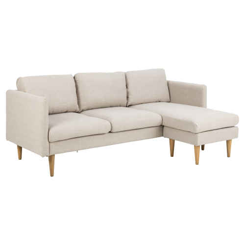 Hjem Design Milly 2-Seater Sofa with Chaise, Beige