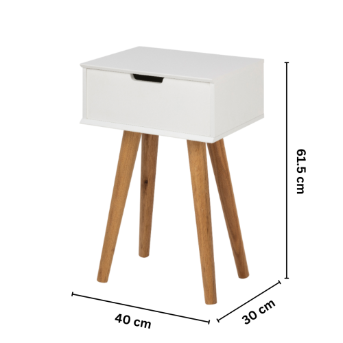 Hjem Design Mitra Bedside Table with Solid Legs