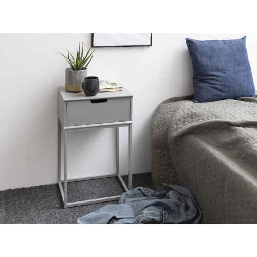 Hjem Design Mitra Bedside Table, Grey