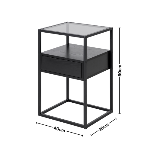 Hjem Design Randolf Bedside Table, Black