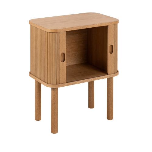 Hjem Design Langley Square Bedside Table, Oak