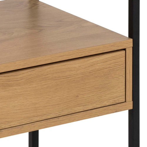 Hjem Design Randolf Bedside Table, Black & Oak