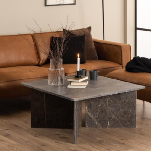 Hjem Design Vega Square Coffee Table, Brown Marron