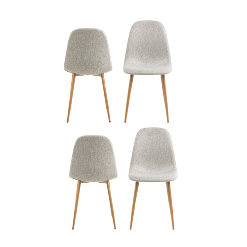 Hjem Design Celia Dining Chair, Oak & Light Grey, Set of 4