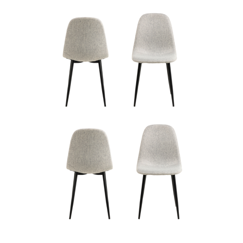 Hjem Design Celia Dining Chair, Black & Light Grey, Set of 4