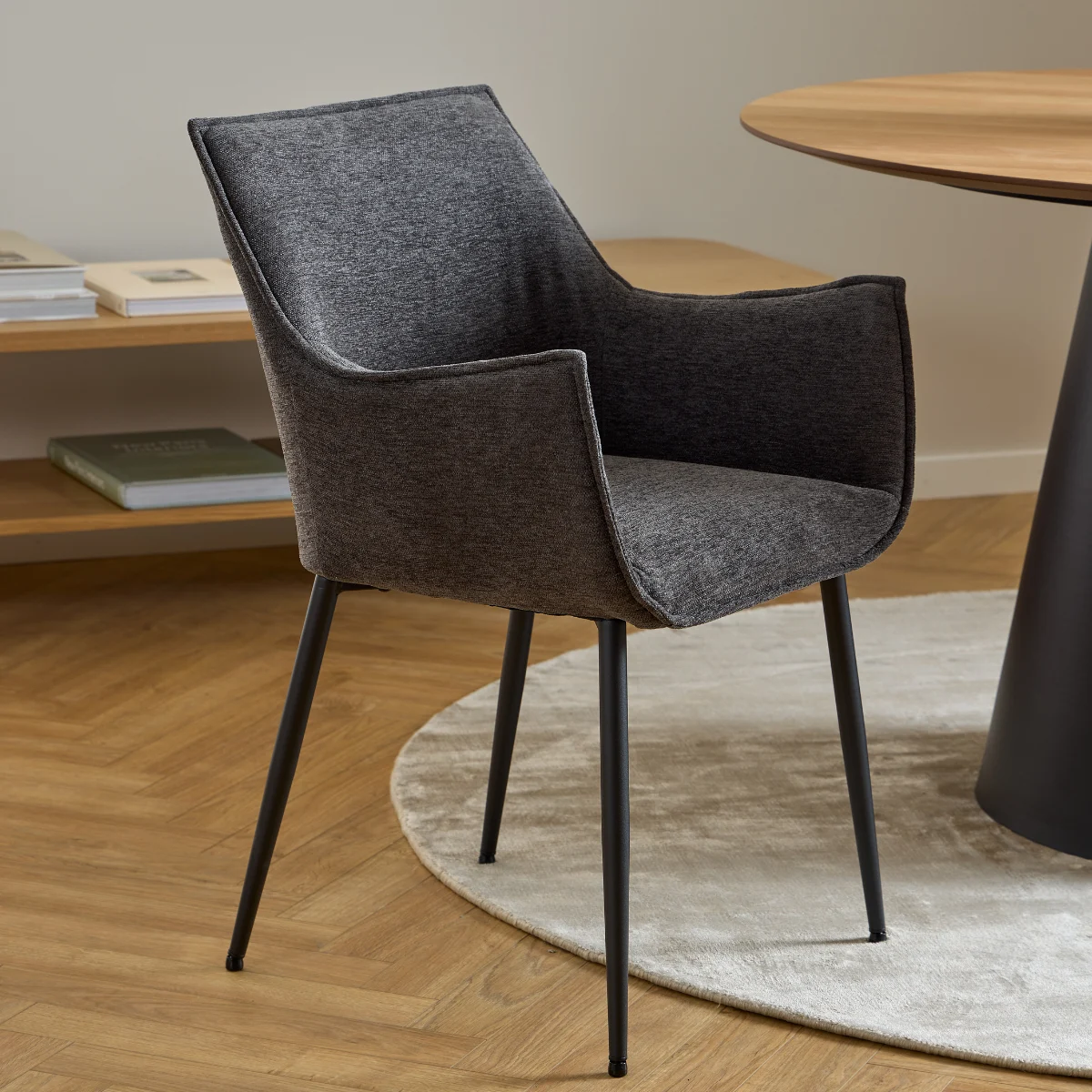 Hjem Design Bonita Dining Chair, Dark Grey, Set of 2