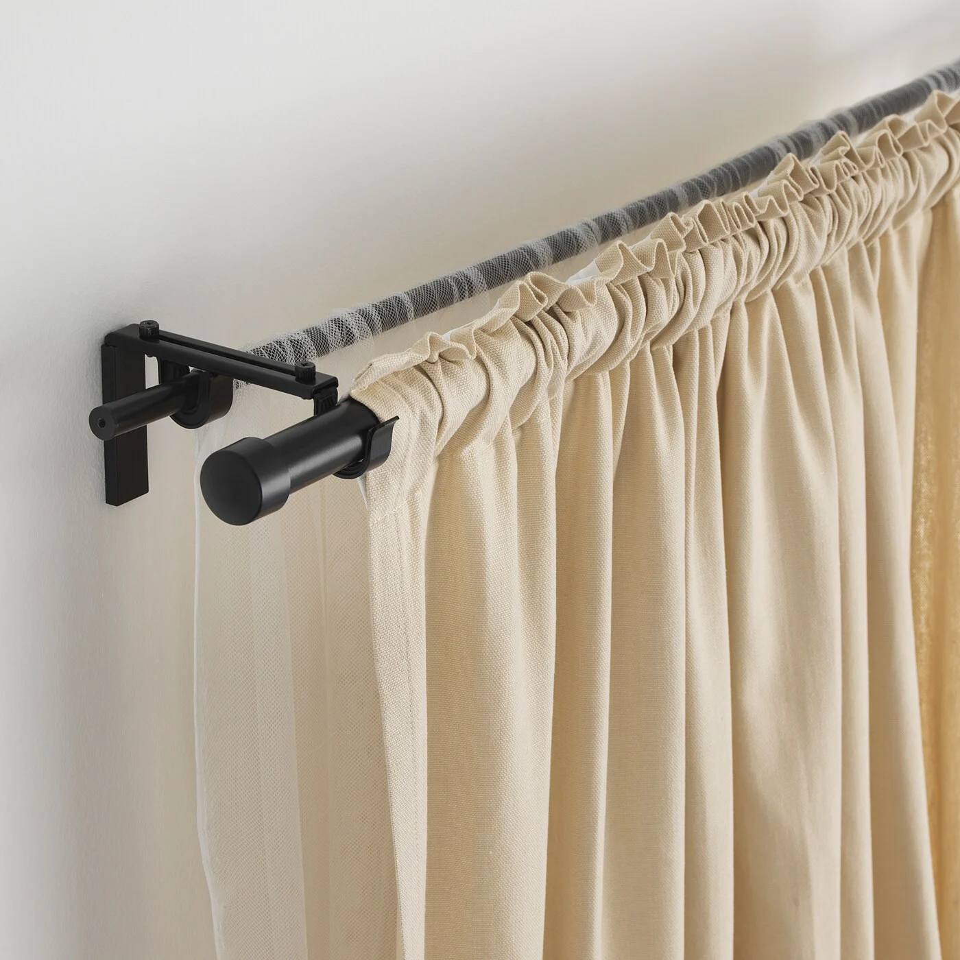 IKEA HUGAD Curtain Rod 210-385CM Black