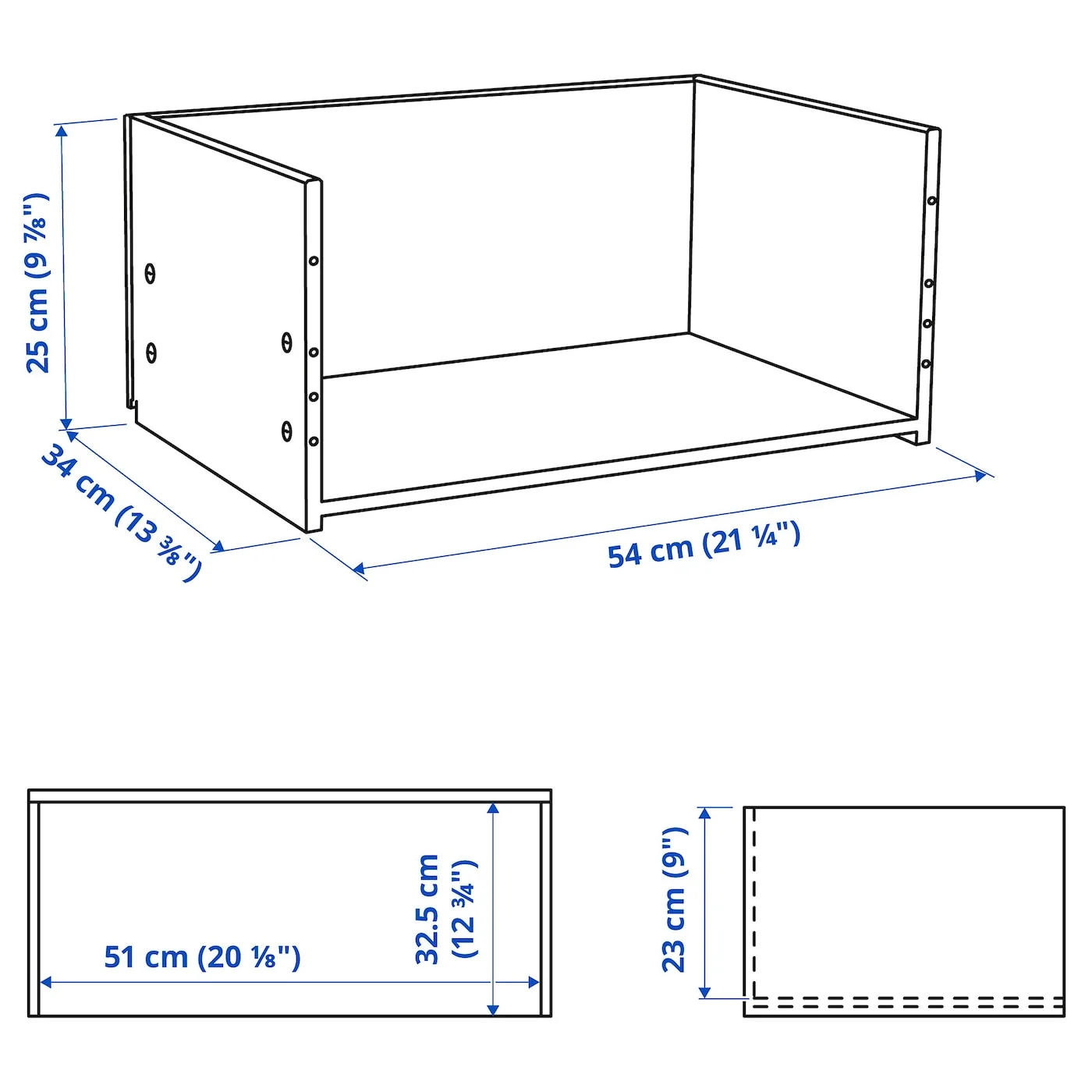 IKEA BESTA Drawer frame 60x25x40cm White stained oak effect