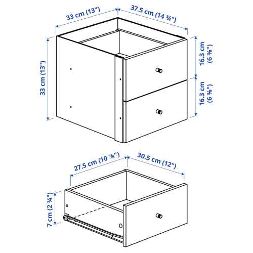 IKEA KALLAX Insert with 2 drawers 33X33cm White