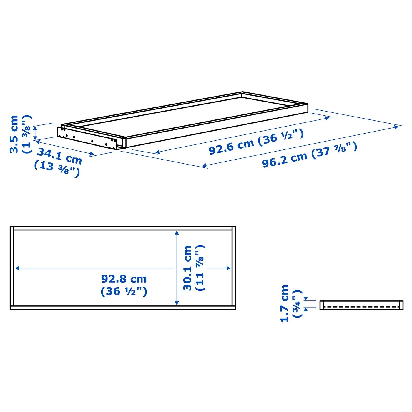 IKEA KOMPLEMENT Pull-out tray, white 100x35 cm